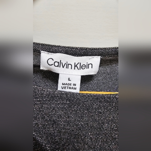 Calvin Klein Silver Black Sparkle Short Sleeve Blouse Top size L - Picture 3 of 7